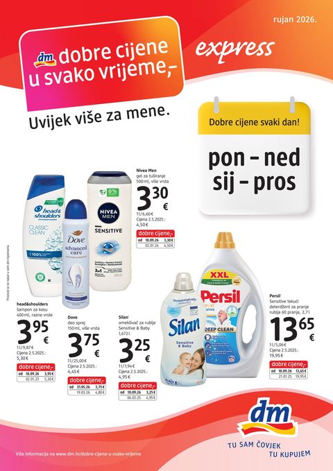 Naslovnica: dm dobre cijene u svako vrijeme Express 16.09.2026. – 30.09.2026.