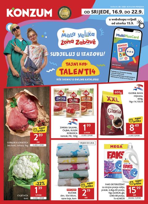 Naslovnica: Konzum katalog 16.09.2026. – 22.09.2026.