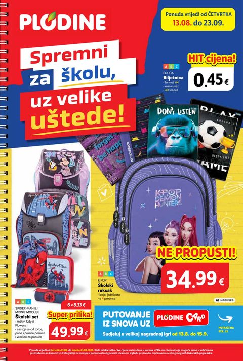 Naslovnica: Plodine katalog škola 13.08.2026. – 23.09.2026.
